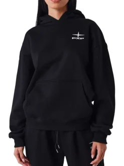 Sweat-shirt noir uni à poche kangourou avec un col à capuche