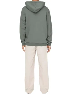 Sweatshirt tilleul uni avec une coupe droite et un col à capuche