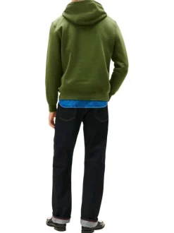 Sweat vert à coupe ajustée pourvu d'un col à capuche avec cordons de serrage