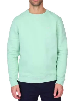 Sweat vert d'eau uni avec une coupe droite et un col rond