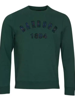 Sweat vert en coton fantaisie avec un col rond et une forme semi arrondie à la poitrine