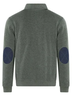 Sweat vert moucheté avec un col polo et des manches longues