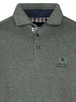 Sweat vert moucheté avec un col polo et des manches longues