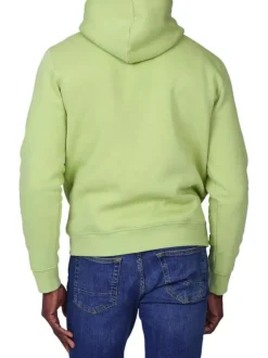 Sweat vert uni avec une coupe droite et une poche kangourou à l'avant
