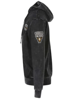 Sweat zippé anthracite délavé avec une coupe droite et un col à capuche