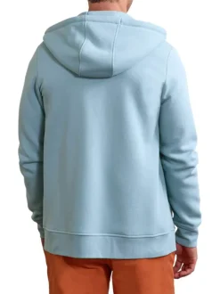 Sweat zippé ciel uni avec une coupe droite et un col à capuche