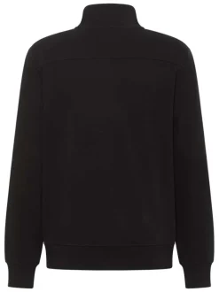 Sweat zippé Dillon en coton noir uni à coupe droite et col montant zippé