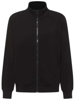 Sweat zippé Dillon en coton noir uni à coupe droite et col montant zippé