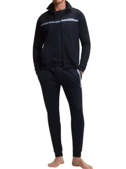 Sweat zippé en coton bleu à coupe droite pourvu d'un col montant