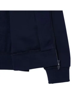 Sweat zippé en coton marine uni avec une coupe droite et un col montant