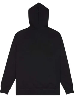 Sweat zippé en coton mélangé noir uni avec une coupe droite et une capuche