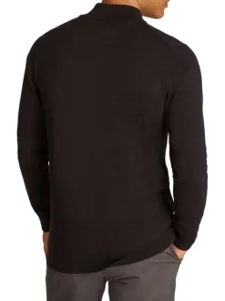 Sweat zippé en coton noir uni avec une coupe ajustée et un col montant