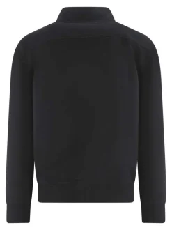 Sweat zippé en coton noir uni avec une coupe droite et une fermeture zippée
