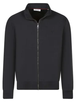 Sweat zippé en coton noir uni avec une coupe droite et une fermeture zippée