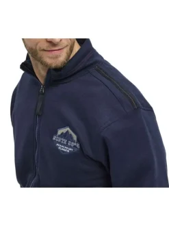 Sweat zippé Grande Taille marine droit à col montant zippé et poches zippées
