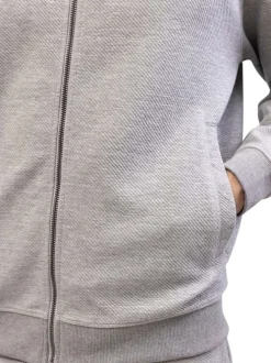 Sweat zippé gris clair uni avec une coupe droite et un col à revers