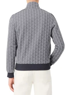 Sweat zippé gris à coupe droite pourvu d'un col montant et de manches longues