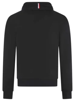 Sweat zippé noir uni avec une coupe droite et un col montant