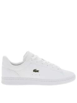 Tennis blanches avec le logo brodé sur le côté et à lacets plats