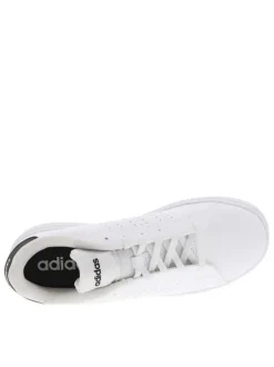 Tennis blanches et noires à semelle plate avec 3 bandes perforées et lacets