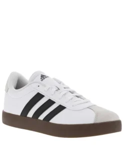 Tennis en cuir blanches à semelle marron foncé avec logos noirs