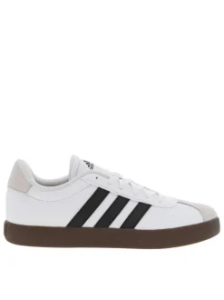 Tennis en cuir blanches à semelle marron foncé avec logos noirs