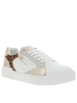 Tennis léopard à talon plat avec des lacets et un zip latéral