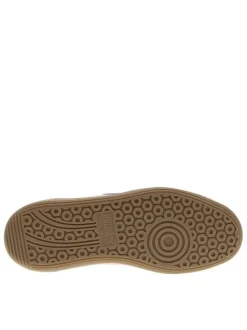 Tennis mauves en cuir à semelle marron avec logo rose et or et lacets plats