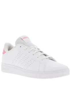 Tennis roses avec une semelle à talon plat et logos contrastés