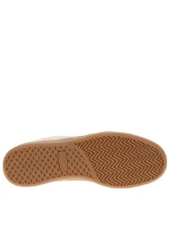 Tennis beiges avec des empiècements marrons à talon plat et à lacets plats