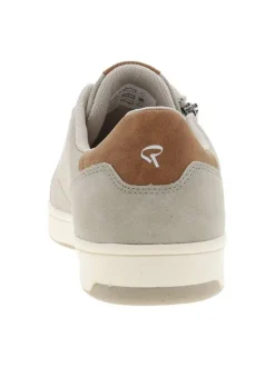 Tennis beiges à semelle plate avec une fermeture à lacets et zip latéral