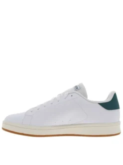 Tennis blanches avec contrefort contrasté et semelle à talon plat