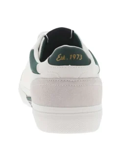 Tennis blanches avec des détails verts à semelle plate et à lacets plats