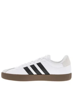 Tennis blanches avec semelle à talon plat avec empiècements en cuir nubuck