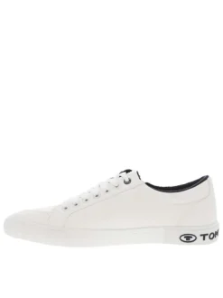 Tennis blanches avec un zip sur le côté extérieur et à lacets plats
