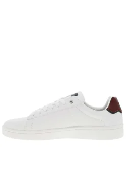 Tennis blanches à semelle plate avec lacets et empiècements marine et bordeaux