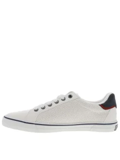 Tennis blanches à semelle à talon plat et à lacets et zip latéral