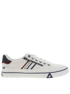 Tennis blanches à semelle à talon plat et à lacets et zip latéral