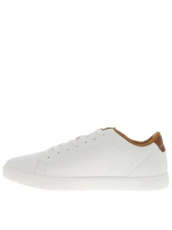 Tennis blanches à talon plat avec des lacets et logo embossé