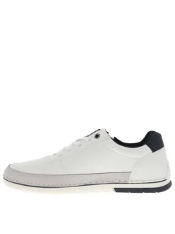 Tennis blanches à talon plat avec des lacets et un zip latéral
