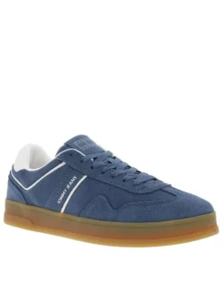 Tennis bleu ciel plate, à lacets plat avec surpiqûres ton sur ton