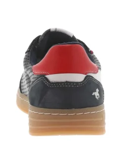 Tennis bleues marine avec des petits trous à semelle plate et à lacets plats
