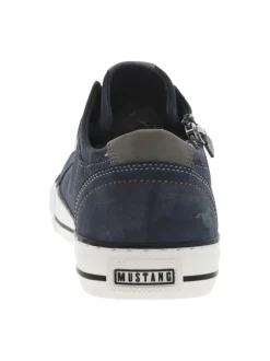 Tennis bleues marine à surpiqûres blanches avec un zip et à lacets plats blancs