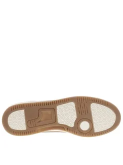 Tennis cognac à semelle plate avec une fermeture à lacets et un zip latéral