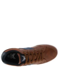 Tennis cognac à talon plat pourvues du logo de la marque
