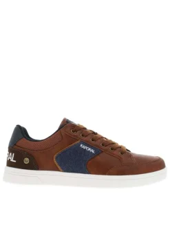 Tennis cognac à talon plat pourvues du logo de la marque
