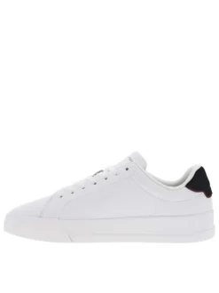 Tennis en cuir blanches avec semelle à talon plat et contrefort contrasté