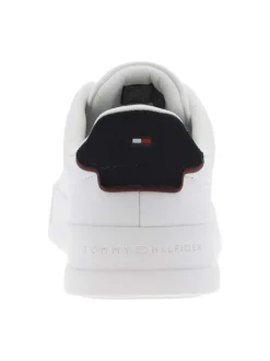 Tennis en cuir blanches avec semelle à talon plat et contrefort contrasté