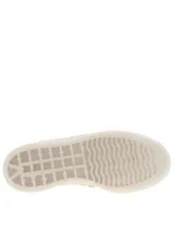 Tennis en cuir blanches et beiges avec logos dorés et semelle translucide
