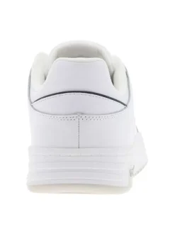 Tennis en cuir blanches à talon plat avec des lacets et logo côté externe